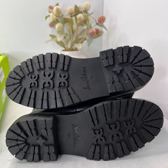 Sam Edelman Leone Suede Lug Sole Chelsea Boots Front Zipper Black Women's 5.5 M - Picture 9 of 11